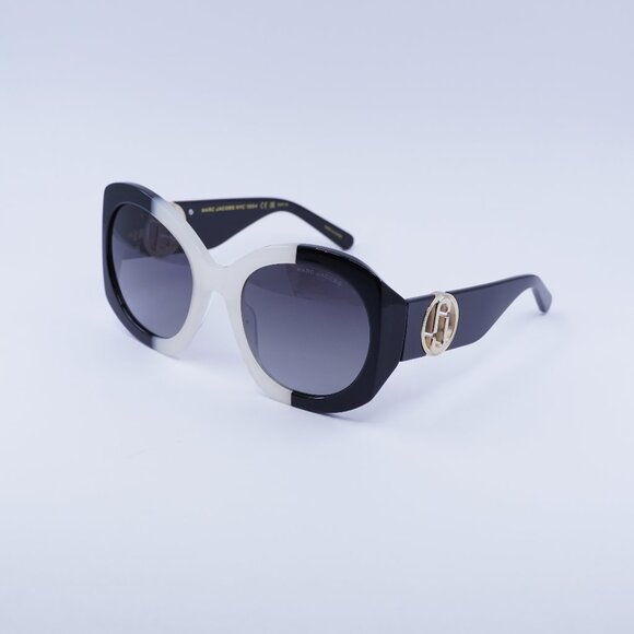 Marc Jacobs MARC 722/S 0CCP 9O Sunglasses White/Black Round Frame, Grey Lenses - Picture 1 of 11